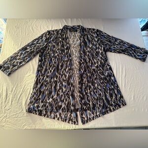 Kasper Black Blue White Mesh Cardigan